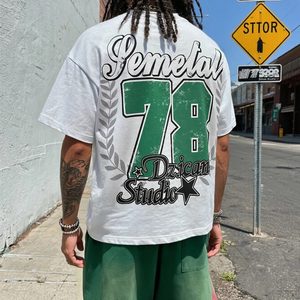 T-shirt ample personnalisé OEM avec graphisme, style streetwear, épaules tombantes, imprimé, surdimensionné, court, en coton - Product Image 2