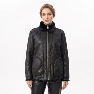 Giacche in Pelle <span class=keywords><strong>con</strong></span> Pelliccia Interna per Donna, Moda Invernale, Colletto in Pelliccia Personalizzabile, <span class=keywords><strong>Cappotto</strong></span> in Ecopelliccia - Product Image 3