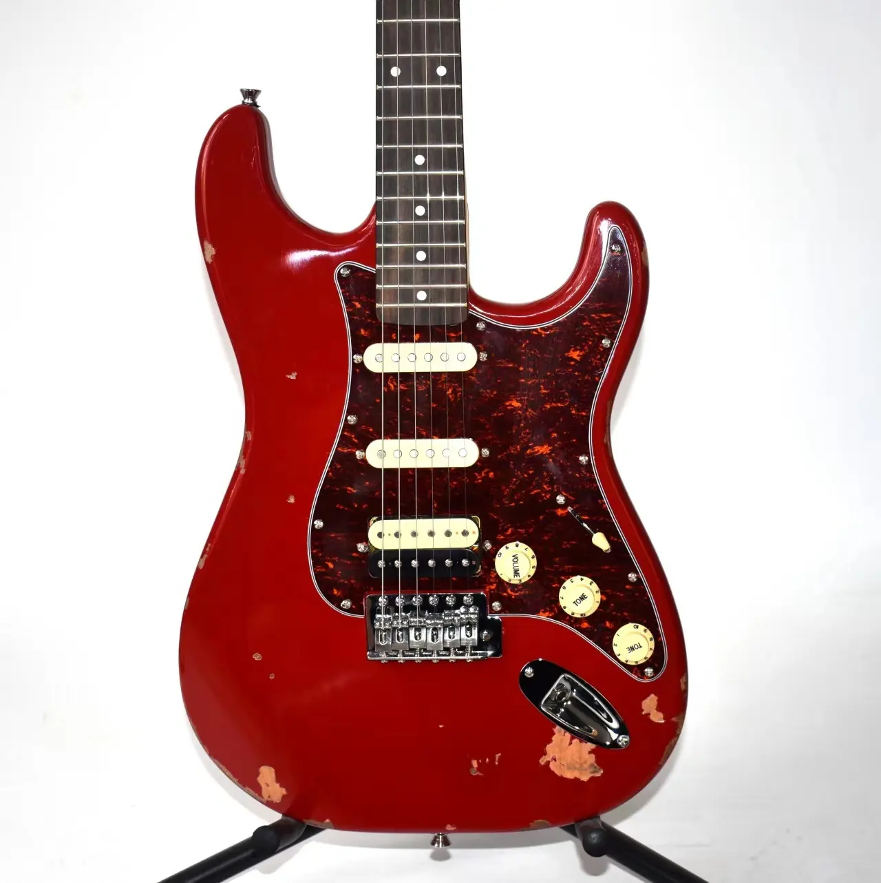 ZLG nitrocellulose lacquer heavy relic electric guitar 6 string red color alder body maple neck OEM guitar factory outlet