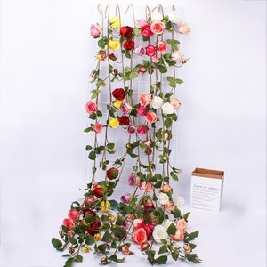 Rose Garland Mạnh Mẽ Thân Cây Nhân Tạo Tăng Nho Với Màu Xanh Lá Cây Lá Tường Treo Hoa Vòng Hoa Cho Đám Cưới Nhà - Product Image 4