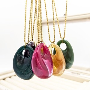 Collar Irregular de Moda Europea y Americana, Colgante de <span class=keywords><strong>Piedra</strong></span> Natural en Forma de Gota de Agua, Joyería, Collar de Cadena Trenzada de Acero Inoxidable, Regalo - Product Image 2