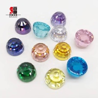 Pierre de zircone cubique Baifu 4A Aquamarine, taille balle facettée, dos plat, taille et couleur personnalisables