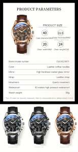 Alta qualità 2871 Fashion Business impermeabile al quarzo Top Brand cinturino in pelle <span class=keywords><strong>di</strong></span> lusso orologio sportivo orologio da polso maschile da uomo - Product Image 6