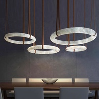 Lustre rond de style américain en albâtre de luxe, luminaire suspendu décoratif pour salle à manger, café