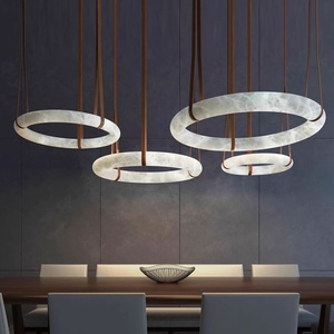 Phong cách Mỹ vòng sang trọng Alabaster Đèn chùm phòng ăn coffeshop trang trí ánh sáng mặt dây chuyền - Product Image 3