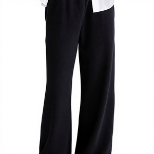 Pantalones de Mujer para Otoño e Invierno, Casuales, Holgados, de Cintura Alta Elástica, de Algodón, de Pierna Ancha, Rectos, Largos - Product Image 1