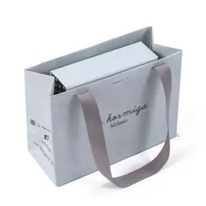 Bolsa de presente logotipo marrom moderna, bolsa de embalagem de papel marrom branco com 20kg para caixa de sapato