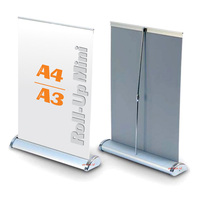 Bannière de table portable, mini salon professionnel, aluminium, table, rétractable, format A3 A4, support de bannière déroulante