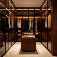 Armoire-penderie moderne de luxe sur mesure avec porte en verre, modulaire, écologique, durable, organisateur de vêtements, éclairage LED, mobilier de maison