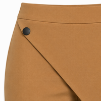 Pantalon évasé asymétrique à taille haute pour femme, personnalisé OEM, avec panneau diagonal et boutons-pression, coupe architecturale