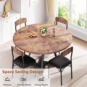 Table à manger ronde en bois SENYU pour 4-6 personnes, base sur pieds, gain de place, pour cuisine et salle à manger - Product Image 5