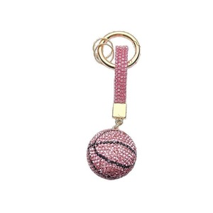 Portachiavi a forma di pallone da basket con strass, regalo creativo di compleanno per accessori auto e borse, in lega con lettere in rilievo - Product Image 5