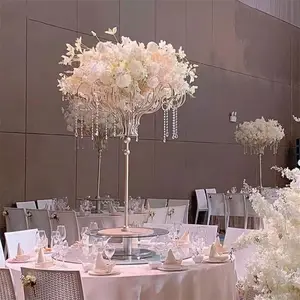 Properti pesta perjamuan Hotel, dudukan bunga logam dekorasi meja Tengah pernikahan