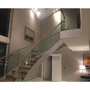 Luxe Duplex Gebogen Trap Led Licht Indoor Zolder Boogtrap Massief Hout Treden Wenteltrap
