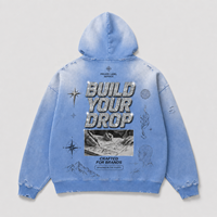 Sweat à capuche surdimensionné personnalisé pour homme en coton 500 g/m² avec effet délavé soleil, graphique en strass et style streetwear