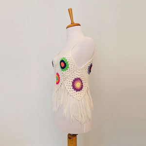 Venta al por mayor <span class=keywords><strong>de</strong></span> chalecos personalizados <span class=keywords><strong>de</strong></span> verano nuevo estilo <span class=keywords><strong>de</strong></span> ganchillo a mano sin mangas ahueca hacia fuera sexy borla mujeres chaleco suéter - Product Image 3