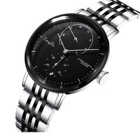 Luxuriöse Herren-Mechanikuhr mit Chronograph, Edelstahlarmband, Schlichtem Design, Automatikwerk und Lederarmband - Neueste Veröffentlichung