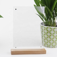 Cadre photo magnétique en bois acrylique avec base en hêtre, présentoir de bureau élégant