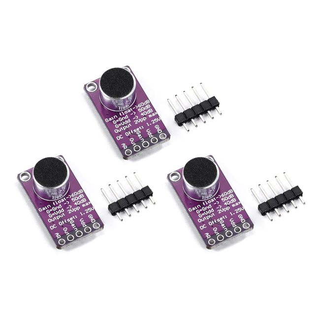 Aismartlink MAX9814 Electret Microphone AGC Amplifier Module Auto Gain Control Release Ratio Low THD CMA-4544PF-W
