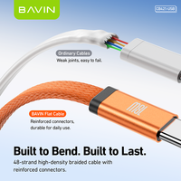Câble USB A tressé BAVIN CB421 18W, excellent, durable, résistant à l'usure, transfert de données 2 en 1