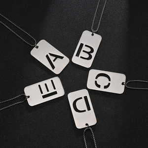 hollow silver Letter Name Necklace Stainless Steel A-Z Initial Monograms Pendant Necklaces Alphabet 26 Initial Necklace <strong>Jewelry</strong> - Product Image 2