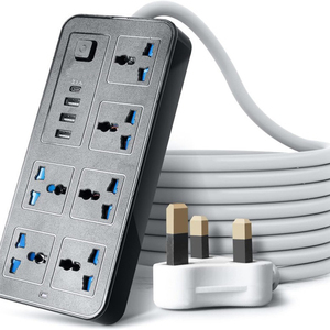 Anh EU đa cắm adapter 6 AC cửa hàng 3 USB Loại-C Power Strip Máy tính để bàn mở rộng dây cho nhà văn phòng du lịch - Product Image 5