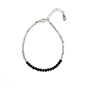 Yinruitai S925 Sterling Silver Black Agate Double-tone Necklace <b>Bracelet</b> Set For Women Everyday Wear Clavicle Chain Jewelry - Product Image 5