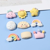 CHENXI Charme en résine multi-formes (soleil, étoile, nuage) motif dessin animé, accessoire pour slime, cabochon 3D, modèle pour décoration intérieure et tasses de fêtes