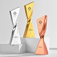 Trophée en résine personnalisé OEM ODM avec surface électroplaquée pour la reconnaissance des réunions annuelles et les souvenirs
