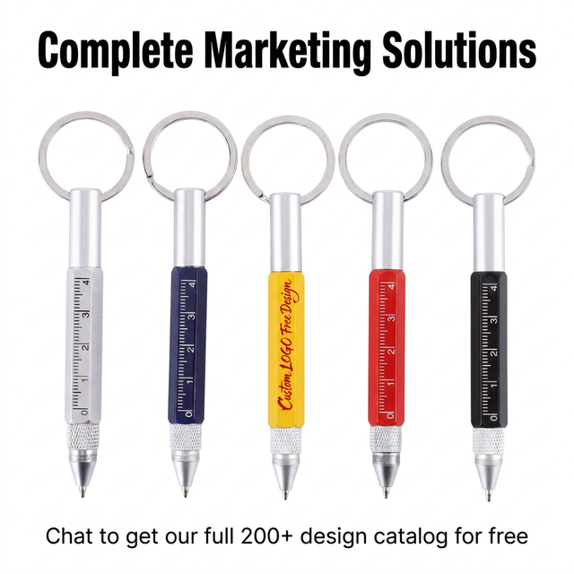 CONew Multi-Functional Mini Keychain Metal Pen Ballpoint Pen Ruler Screwdriver Touchscreen Stylus Tool Pen