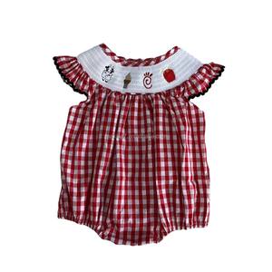 Puresun <span class=keywords><strong>Smock</strong></span>-Kleidung für Kinder, Mädchen-<span class=keywords><strong>Smock</strong></span>-Sets mit Frittiertes-Nahrungsmittel-Stickerei, Hochwertige Gewebte Gingham-Mädchen-Outfits - Product Image 3