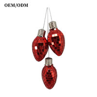Décorations de Noël suspendues en forme d'ampoule miroir personnalisées, ambiance de Noël, pendentifs de fête, boule disco miroir, fabrication artisanale