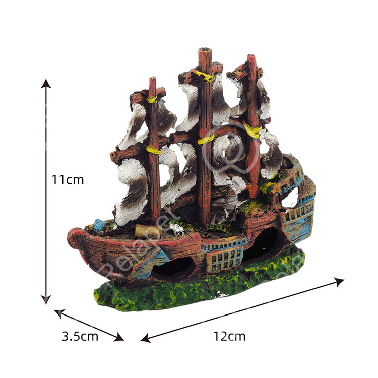 Pirate Ship Aquarium Decor - Sunken Shipwreck Ornament For Fish Tank, Small To Medium Size, Perfect Hideout For Fish