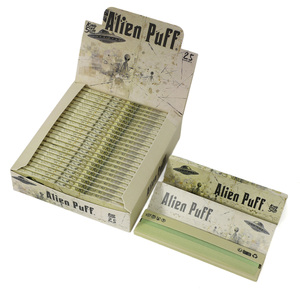 Papier à rouler Alien Puff Green King Size, gomme naturelle, combustion lente, premium, ultra fin, 100% végétarien, sans OGM, OEM personnalisé - Product Image 1