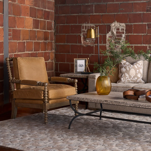 Farmhouse Bobbin <strong>Spindle</strong> Accent <strong>Chair</strong>, Vintage Solid Wood Frame Upholstered Leather Armchair for Living Room Bedroom - Product Image 2
