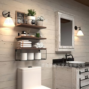 Iron And Wood <b>Wall</b> <b>Shelf</b> 40cm 3 Tier Storage Rack For Bathroom Living Room Display - Product Image 2