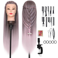 Tête de mannequin professionnelle de 28 pouces en PVC pour coiffure, support réutilisable pour perruque en cheveux synthétiques pour la pratique des barbiers |   Prêt à être expédié