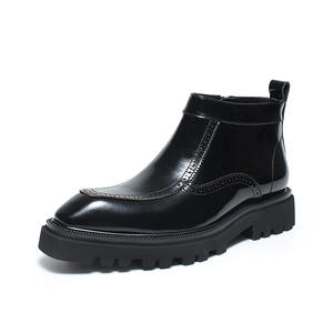 Nouvelles chaussures Derby pour hommes en cuir véritable, bout carré, semelle épaisse, élévatrices, décontractées, formelles, en cuir verni brillant - Product Image 5