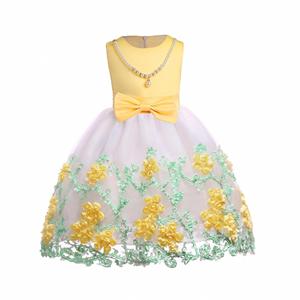 Robes pour filles de haute qualité, en coton, à nœuds superposés, avec appliques, design floral élégant en dentelle, écologiques et respirantes - Product Image 5