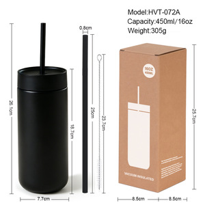 2026 Luxury 450ml 16oz Stainless Steel Vacuum Tumbler Wholesale Custom Logo Insulated Coffee <b>Cup</b> with Straw <b>Reusable</b> Mug - Product Image 5