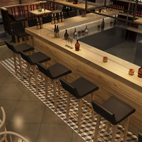 Chaise de bar moderne et simple pour café, tabourets de bar hauts avec structure en bois et siège en cuir PU pour salle à manger, cuisine, hôtels, restaurants