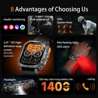 Reloj Inteligente HD AK103 para Hombre, Pantalla de 2.01 Pulgadas, Batería de 1400 mAh, Múltiples Modos Deportivos, IP68, Resistente, para Actividades al Aire Libre