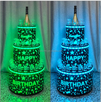 Présentateur de bouteilles LED à 3 niveaux avec logo personnalisé T-Worthy Affichage VIP pour les bars lounge Clubs Présentateur de gâteaux d'anniversaire en acrylique