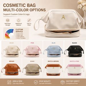 Pochette cosmétique personnalisée pour femmes, sac de rangement pour maquillage de voyage avec porte-pinceaux, pochette de rangement pour articles de toilette, logo personnalisé, vente en gros - Product Image 6
