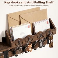 Porte-clés et organisateur de sacs en bois rustique, porte-manteau mural de 35 pouces avec étagère et 12 crochets pour entrée et outils