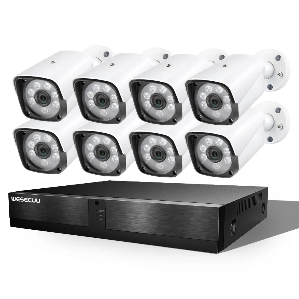 WESECUU office garden home 8ch 5mp Dvr full range surveillance outdoor security camera cctv system kit set for hotel