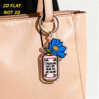 Berjuang Tidak Berarti Anda Gagal Gantungan Kunci Akrilik Motivasi Desain Bunga Biru dalam Kaleng untuk Tas, Kunci & Ransel