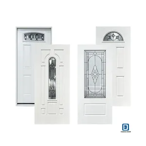 Exterior 2/3/6 painel Fibra entrada porta branco preparado acabamento com madeira grão suave mogno textura