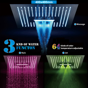 Pommeau de <span class=keywords><strong>douche</strong></span> <span class=keywords><strong>Led</strong></span> <span class=keywords><strong>pour</strong></span> salle de bain, 16 pouces, avec effet pluie et cascade, contrôle par téléphone, 64 couleurs disponibles - Product Image 2