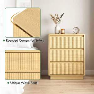 <b>End</b> <b>Table</b> With 3 Drawers Large Storage Modern Wood Cabinet Fast USB C Charging Station <b>Sofa</b> Side <b>Table</b> Set Of 2 - Product Image 3